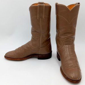 Justin Cowboy Boots Womens 5 B Taupe Brown Leather Cowgirl Western Wear
